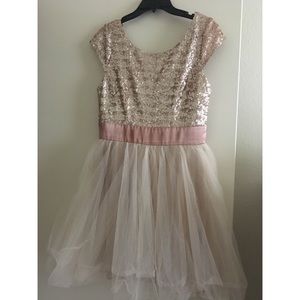 Rose gold sequin and tulle dress